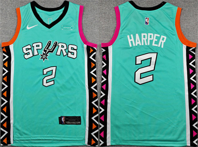 Men's Teal San Antonio Spurs #2 Dylan Harper City Edition Stitched Basketball Jersey